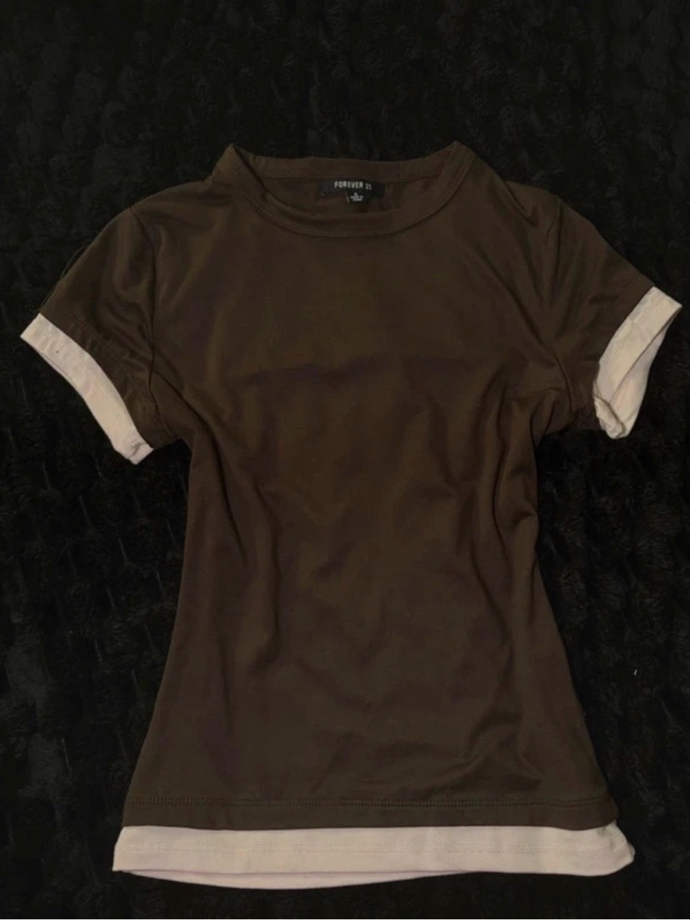 Forever 21 Brown Short Sleeve Tee with Cream Trim